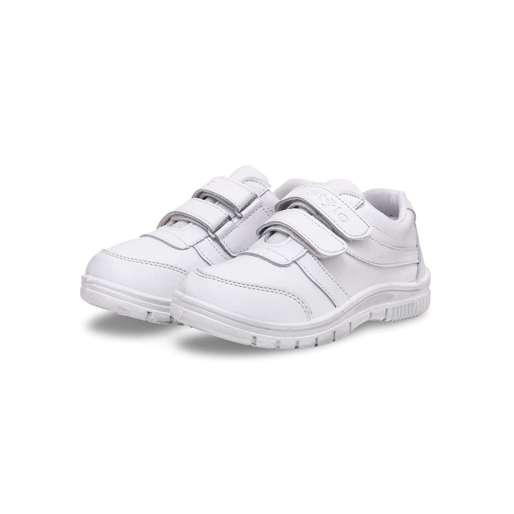 Boys White Velcro School Trainers SK1073