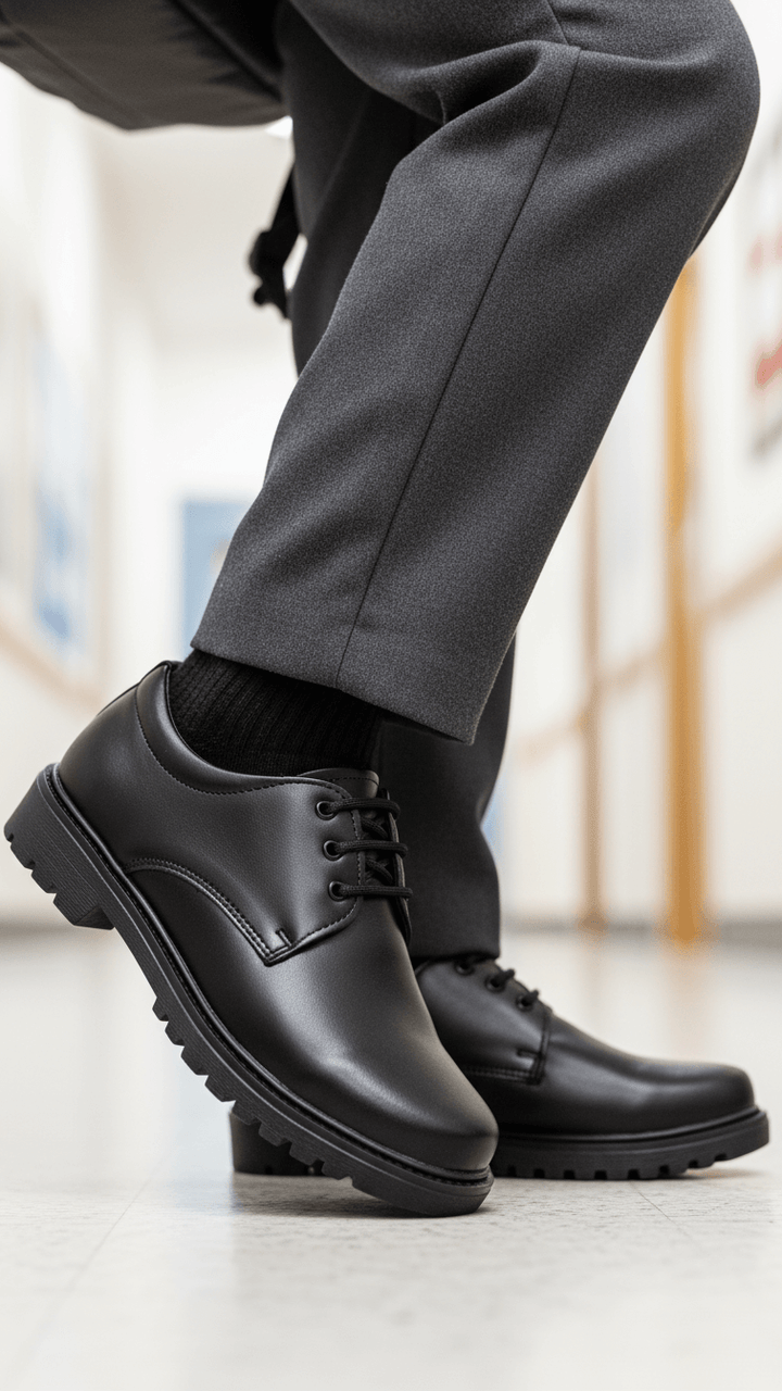Boys Black Lace Up School Shoes SK1075