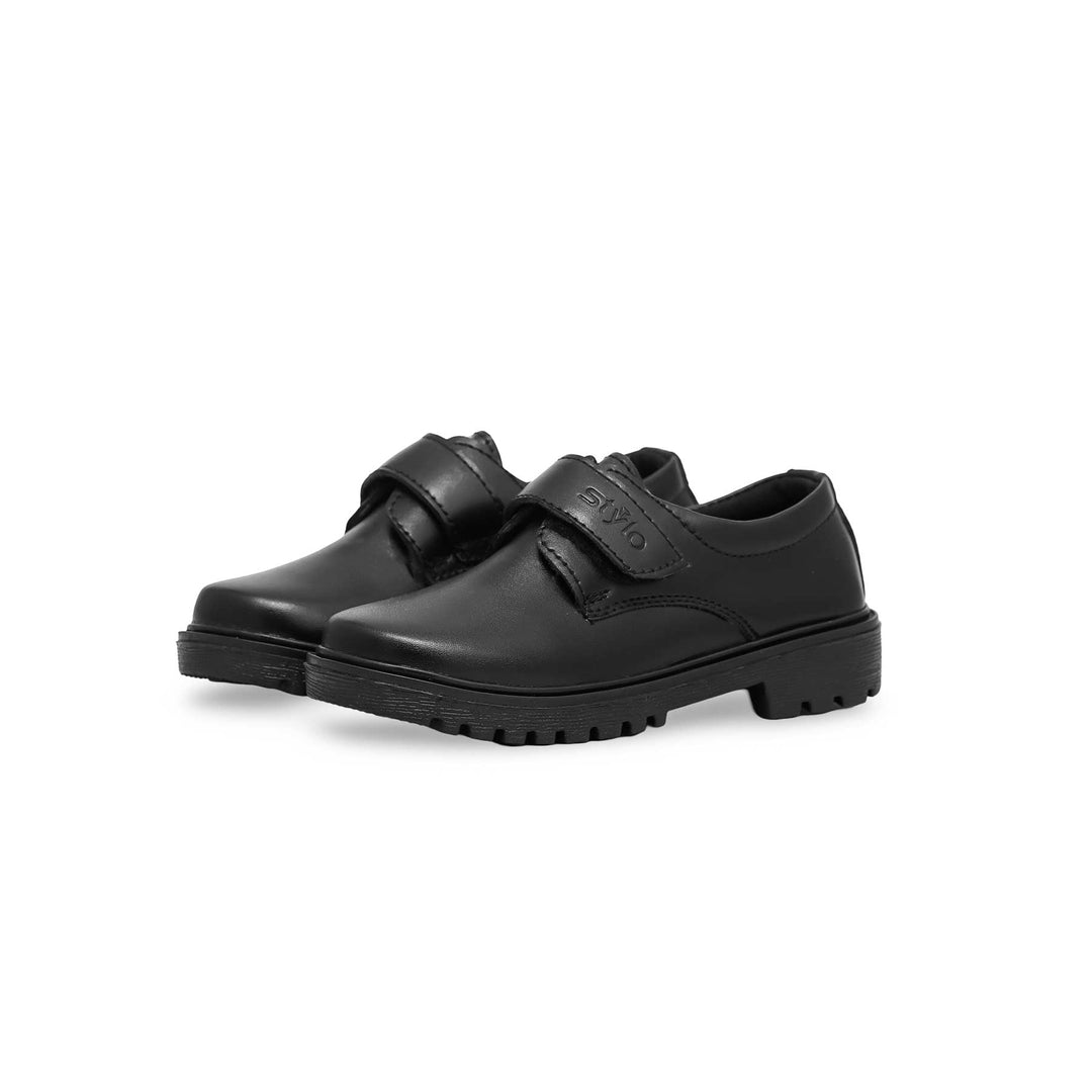 Boys Black Velcro School Shoes SK1076