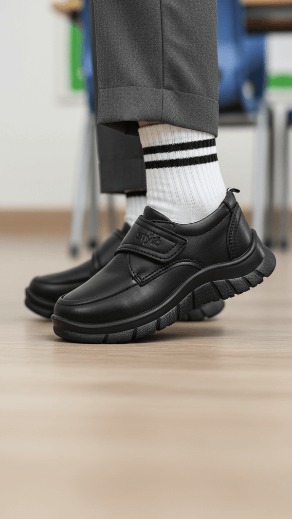 Boys Black Velcro School Shoes SK1080