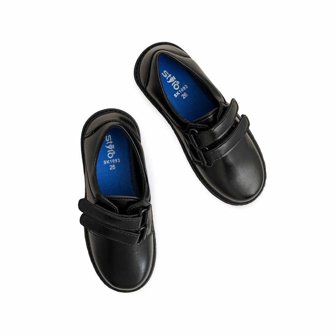 Boys Black Velcro Strap School Shoes SK1093