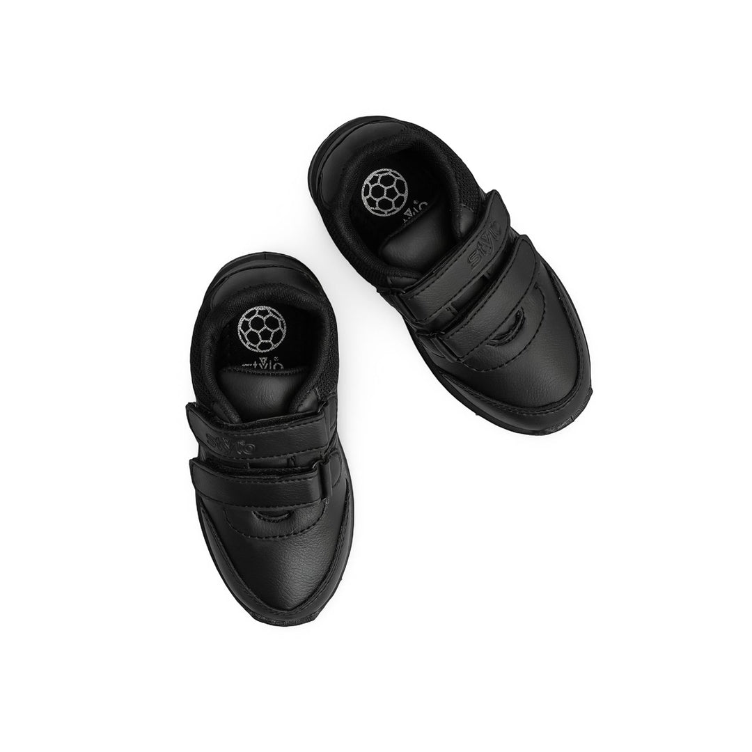 Boys Black Dual Strap Schools Shoes SK1095