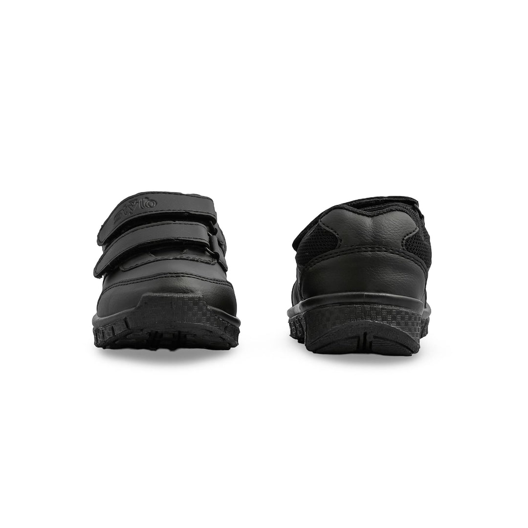 Boys Black Dual Strap Schools Shoes SK1095