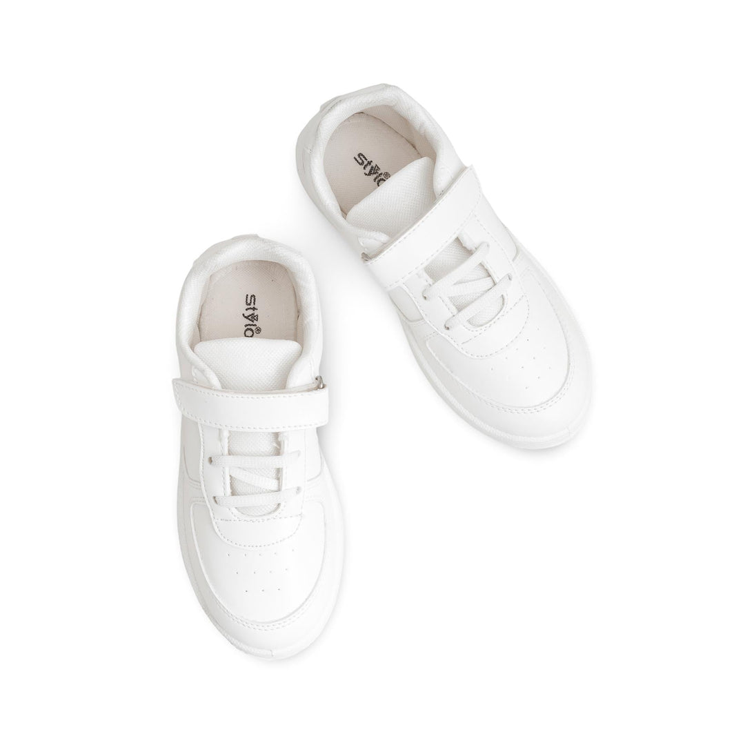 Boys White Sports School Shoes SK1099
