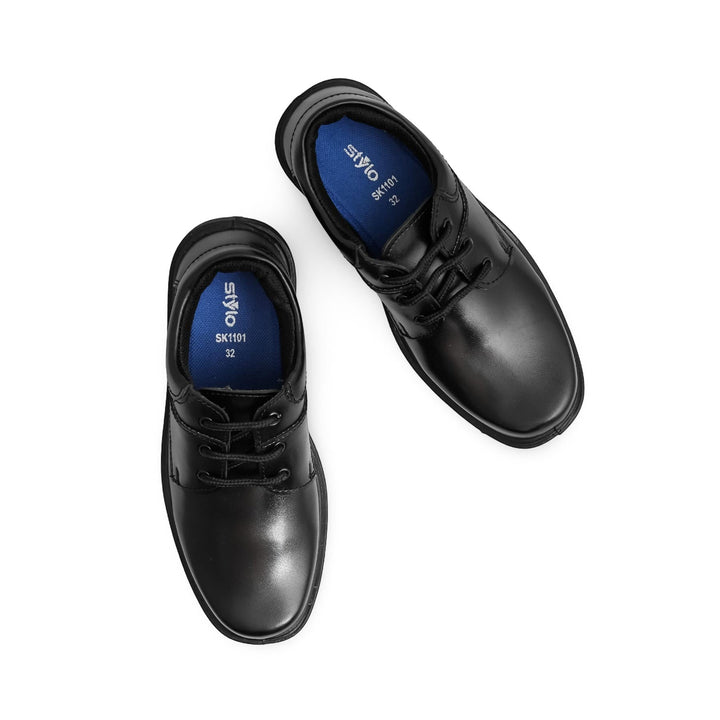 Boys Black Lace Up School Shoes SK1101