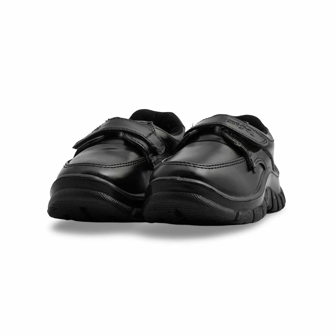 Boys Black Velcro Strap School Shoes SK1102
