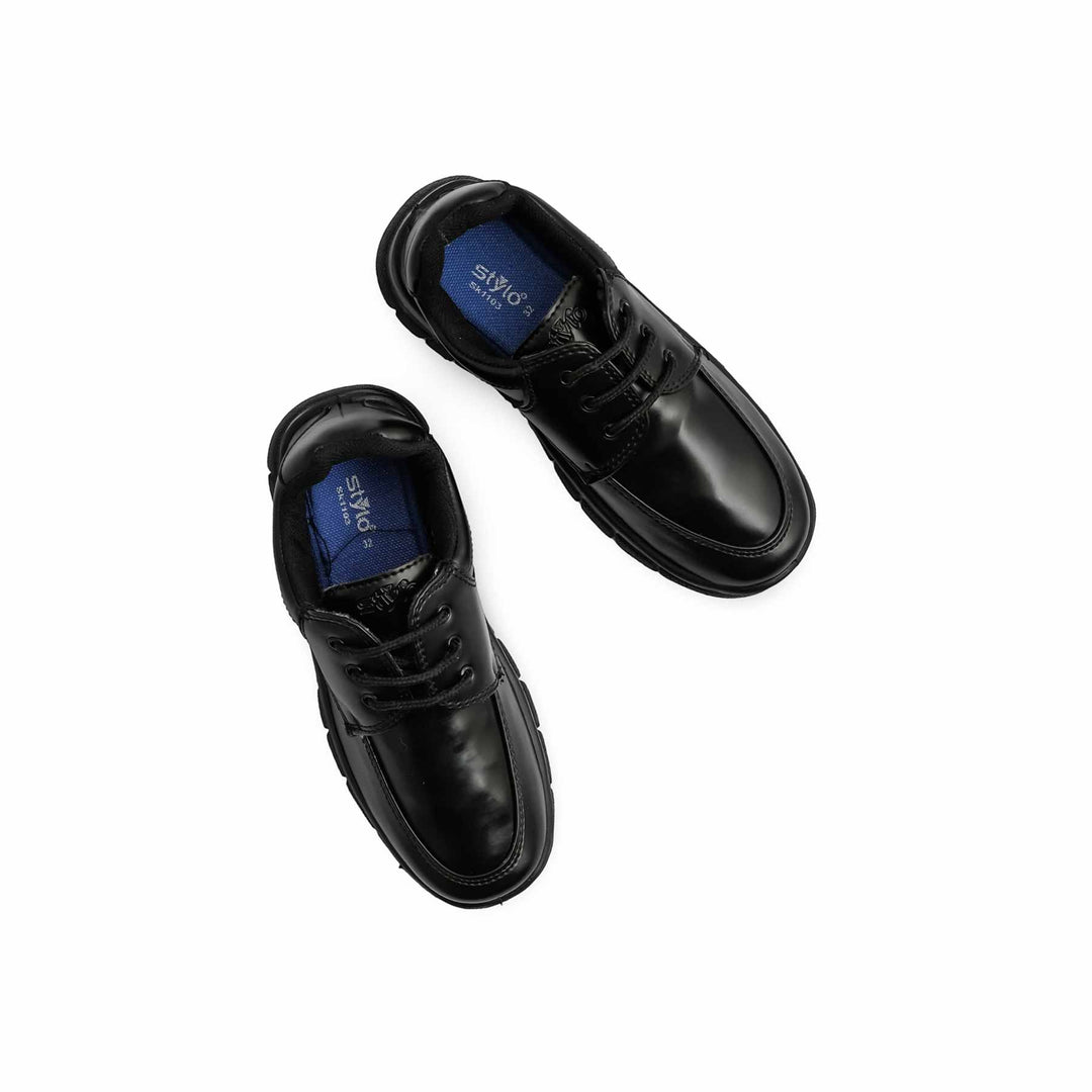 Boys Black Velcro Strap School Shoes SK1103