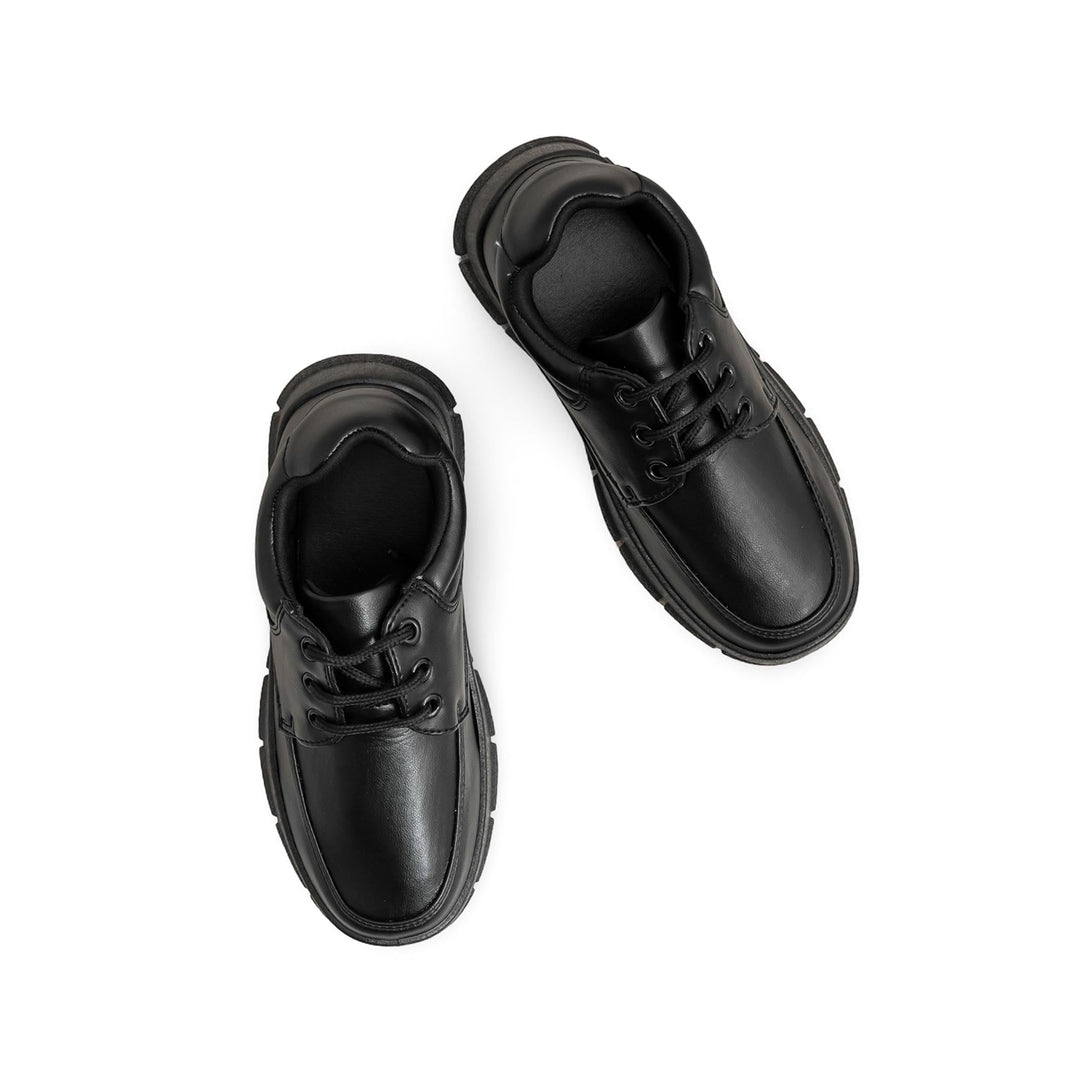 Boys Black Lace Up School Shoes SK1112