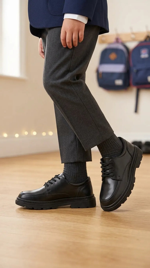 Boys Black Lace Up School Shoes SK1116