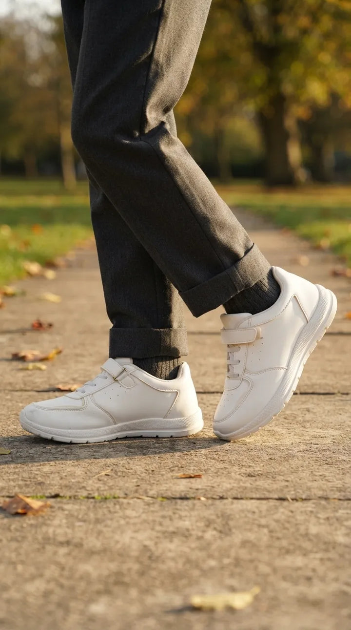 Boys White Sports School Shoes SK1123