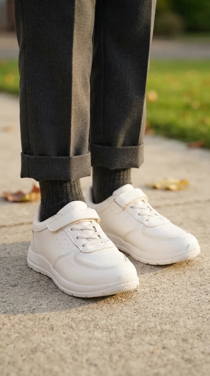 Boys White Sports School Shoes SK1123
