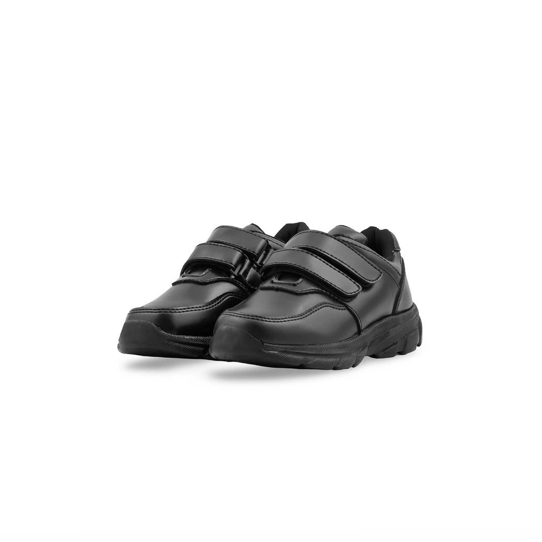 Boys Black Dual Strap School Shoes SK1124