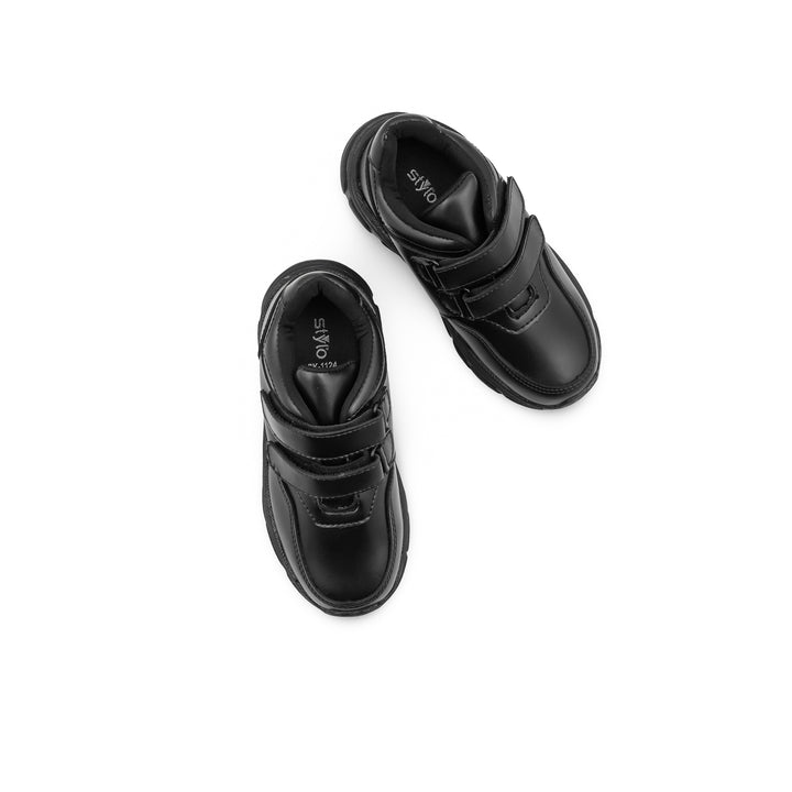 Boys Black Dual Strap School Shoes SK1124