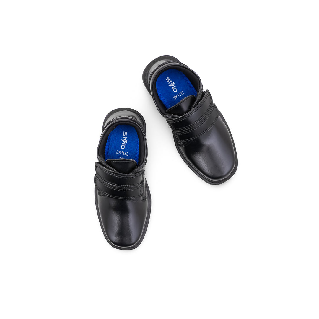Boys Black Dual Strap School Shoes SK1132