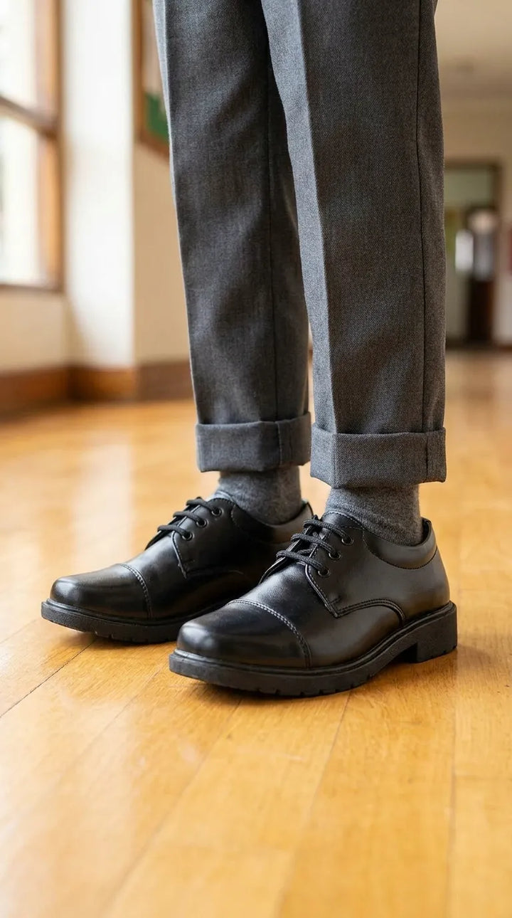 Boys Black Lace Up School Shoes SK1133