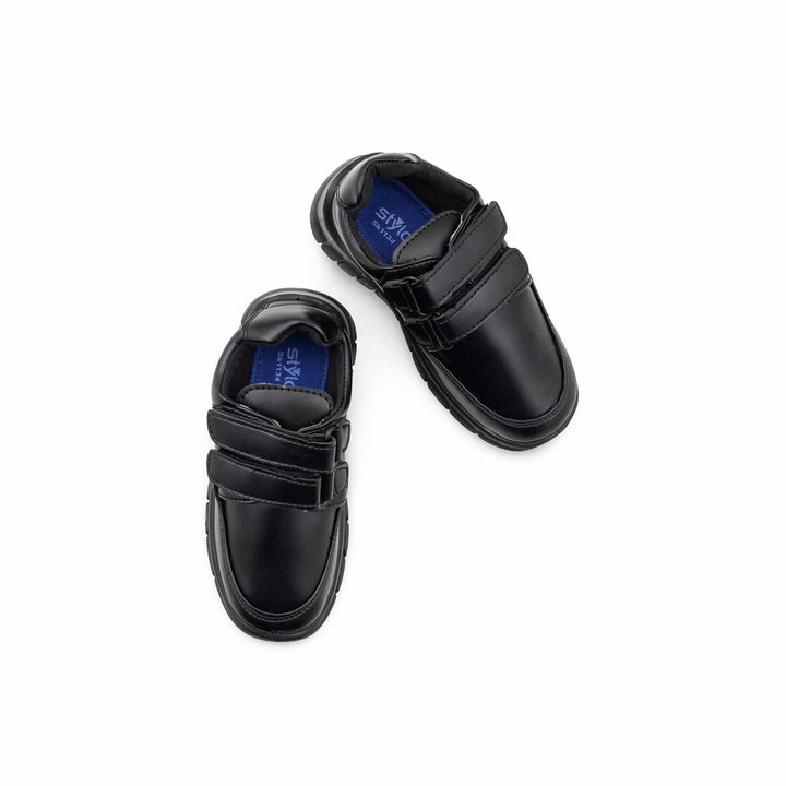 Boys Black Dual Strap School Shoes SK1134
