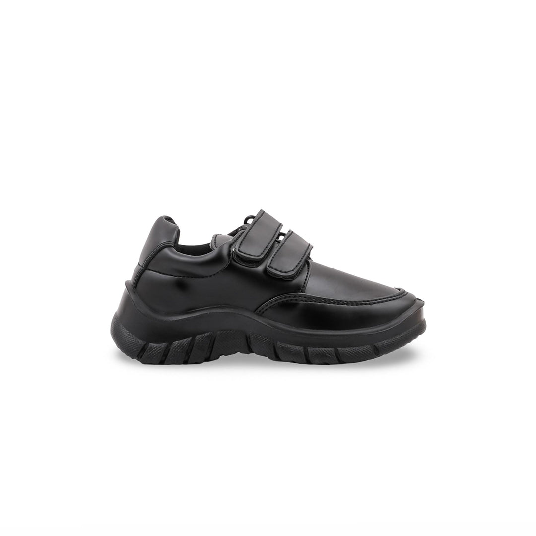Boys Black Dual Strap School Shoes SK1134
