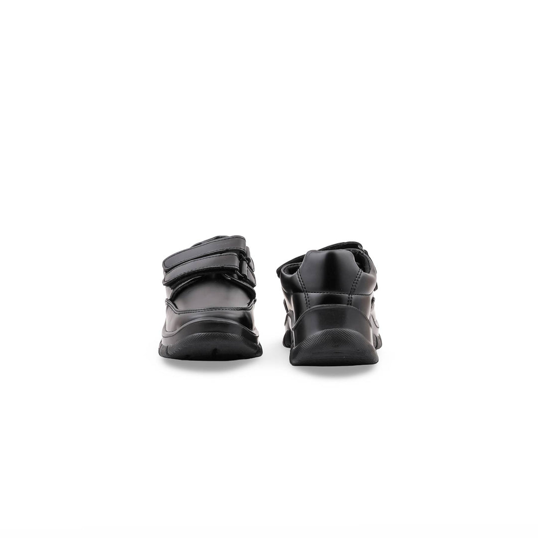 Boys Black Dual Strap School Shoes SK1134