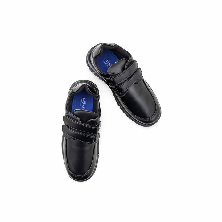 Boys Black Dual Strap School Shoes SK1135