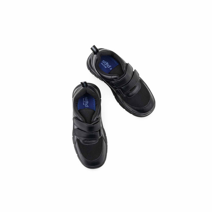 Boys Black Dual Strap School Shoes SK1138