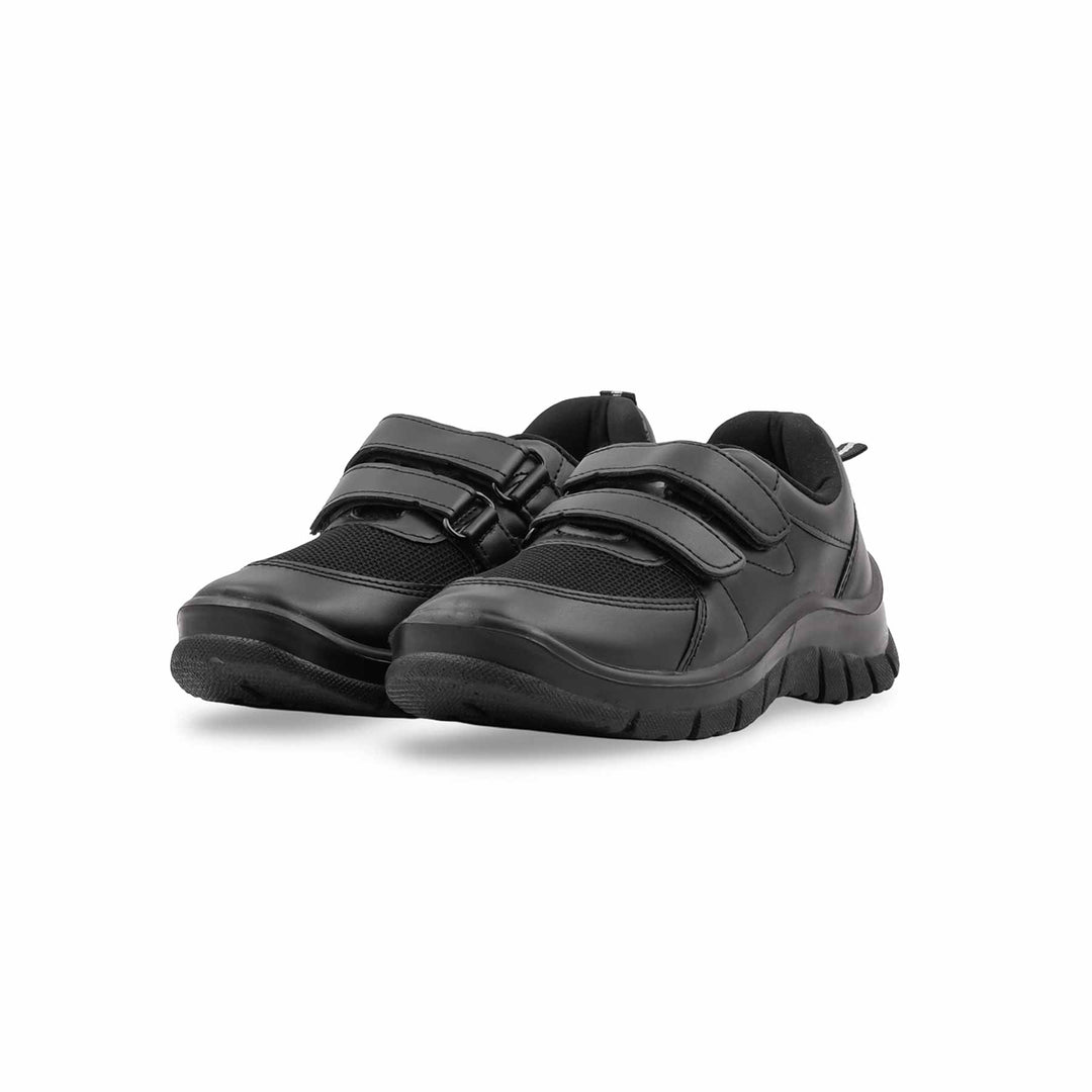 Boys Black Dual Strap School Shoes SK1139