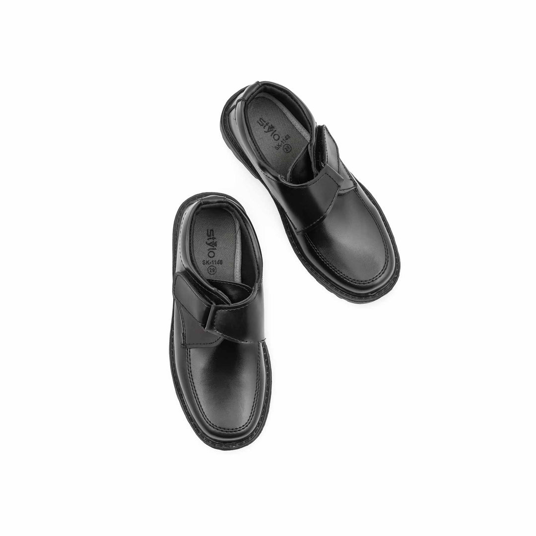 Boys Black Velcro Strap School Shoes SK1148