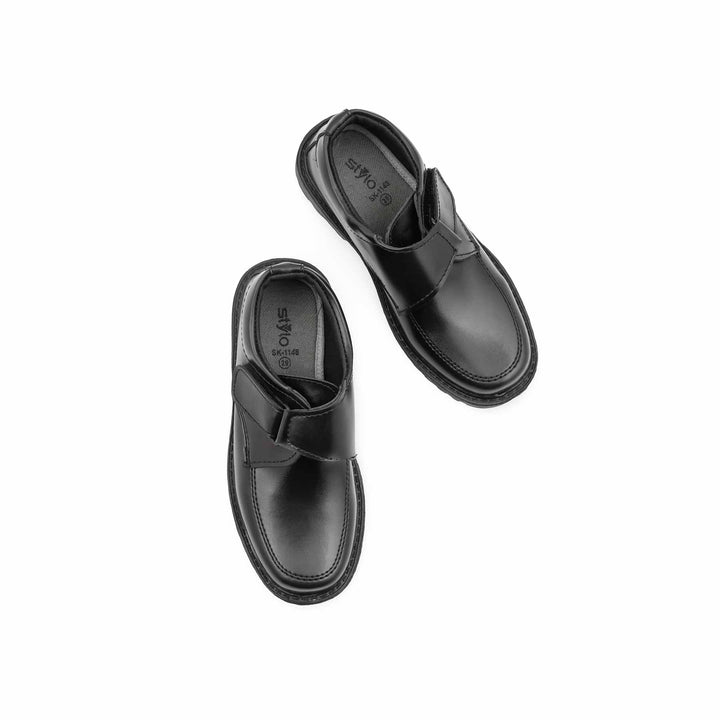 Boys Black Velcro Strap School Shoes SK1148
