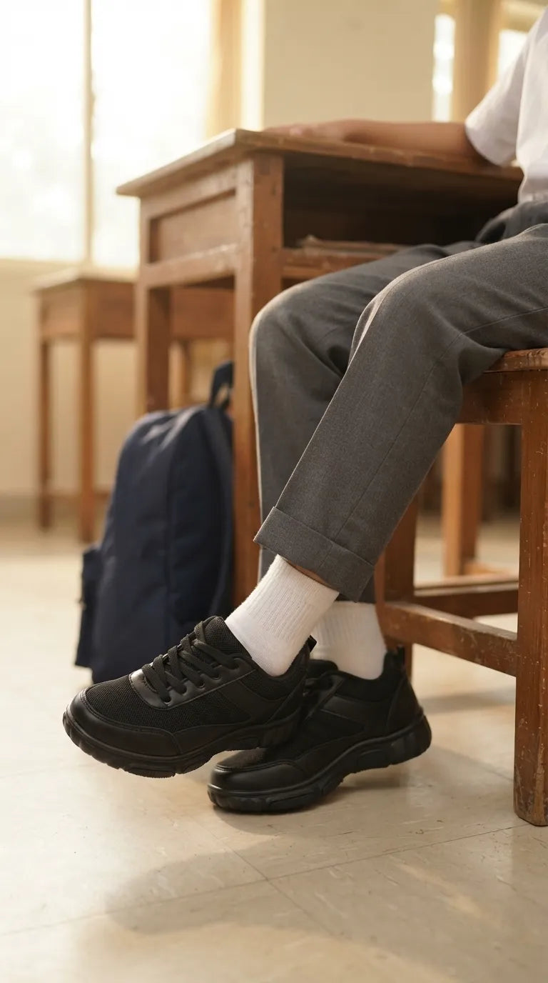 Boys Black Lace Up School Shoes SK1152