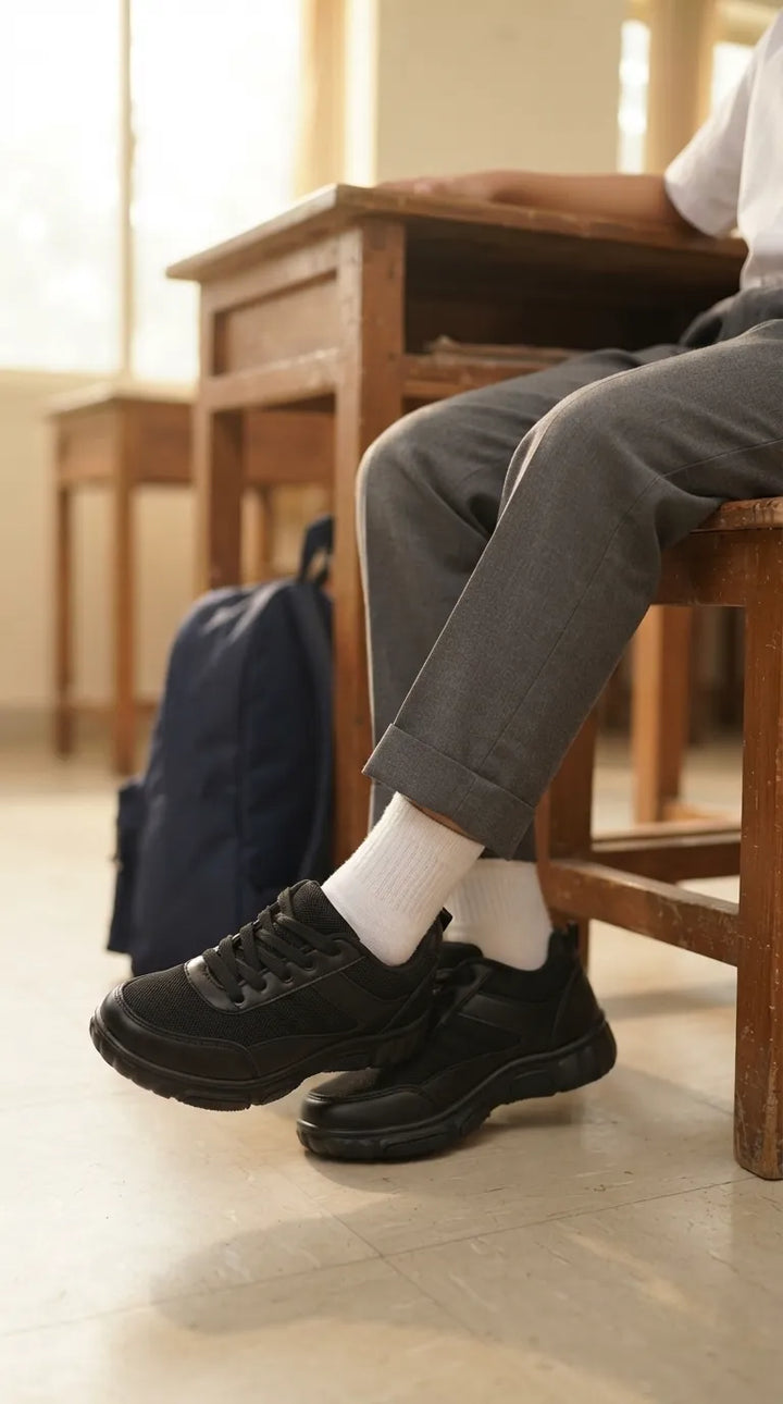 Boys Black Lace Up School Shoes SK1152