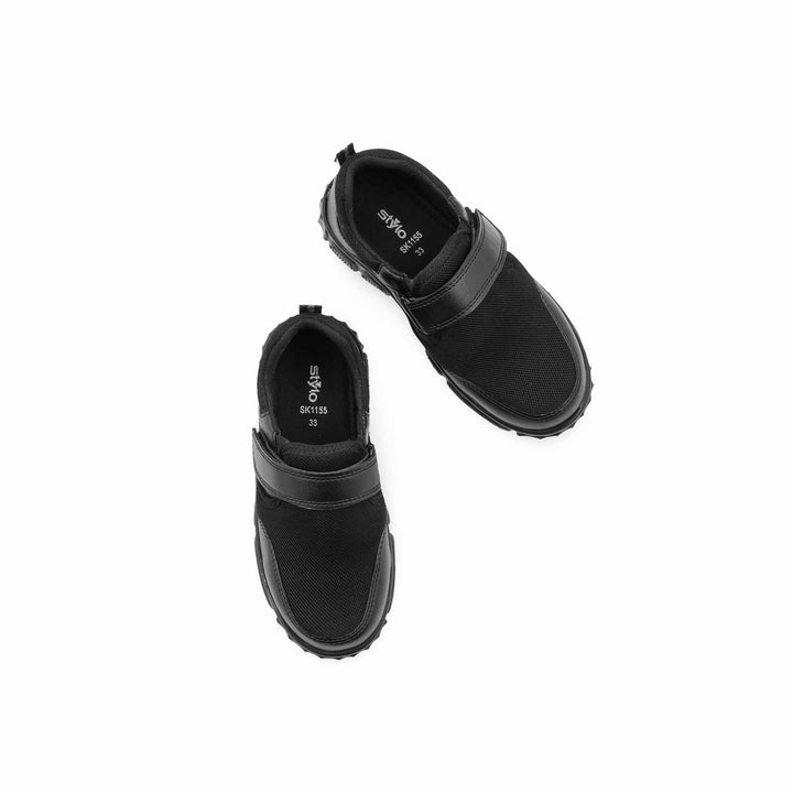 Boys Black Velcro Strap School Shoes SK1155
