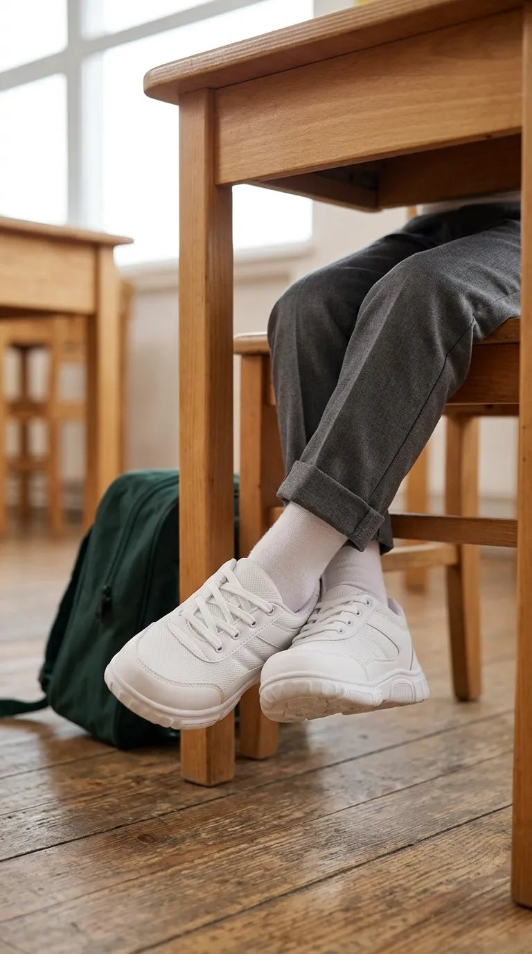 Boys White Sports School Shoes SK1156