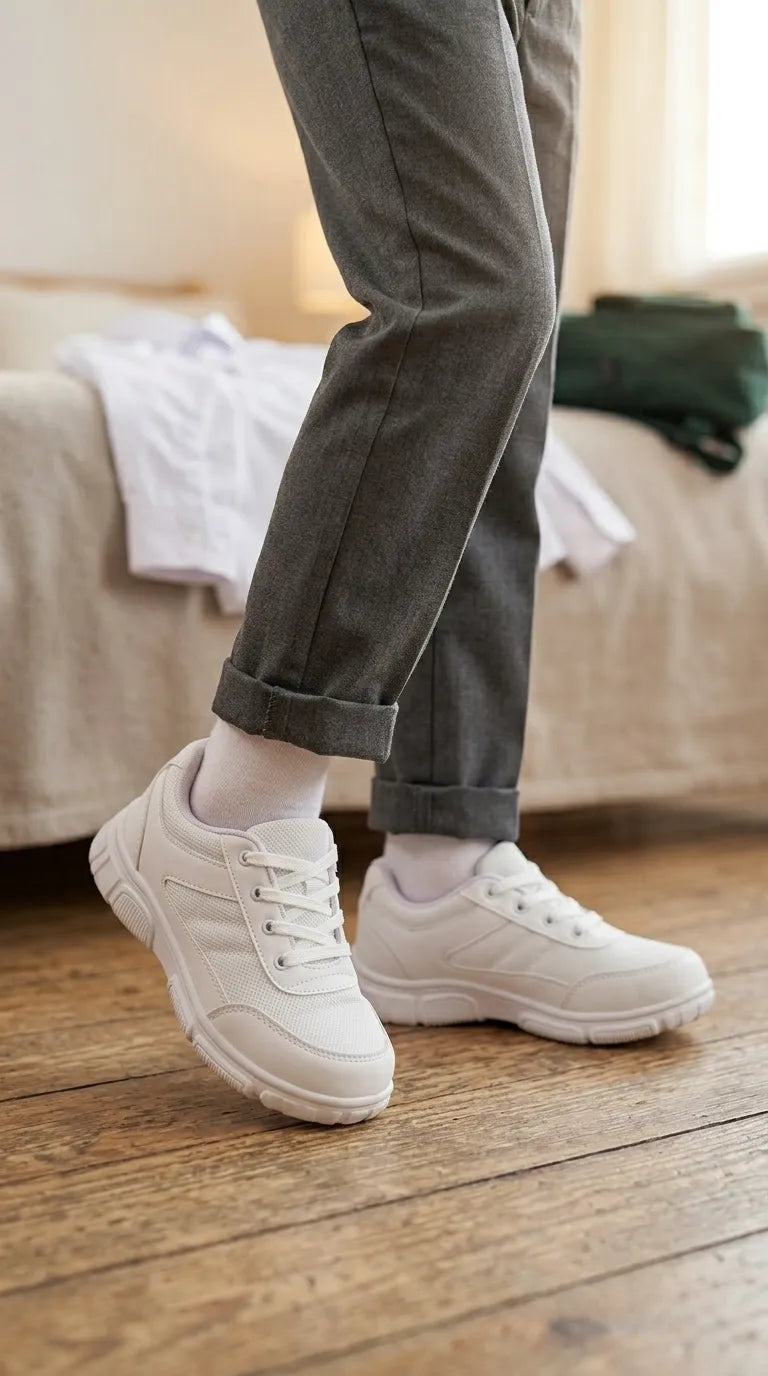 Boys White Sports School Shoes SK1156