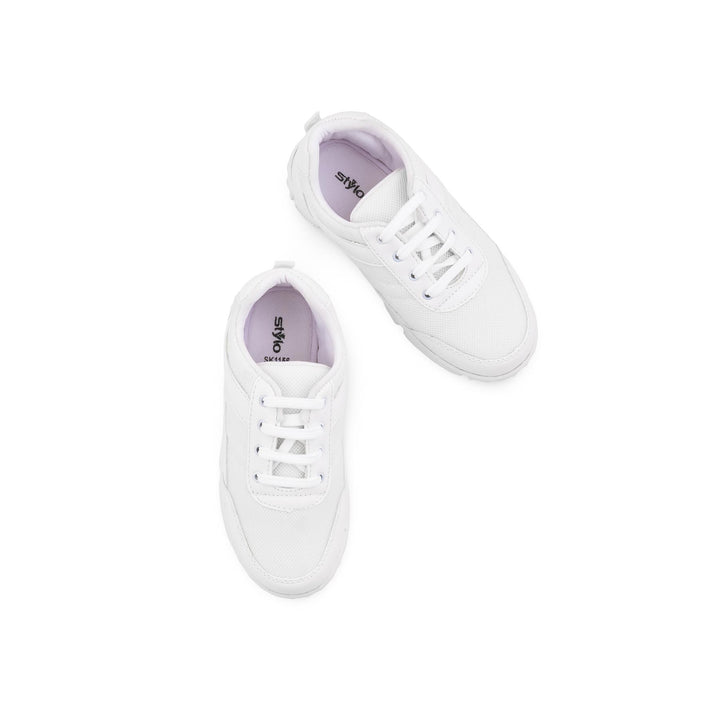Boys White Sports School Shoes SK1156