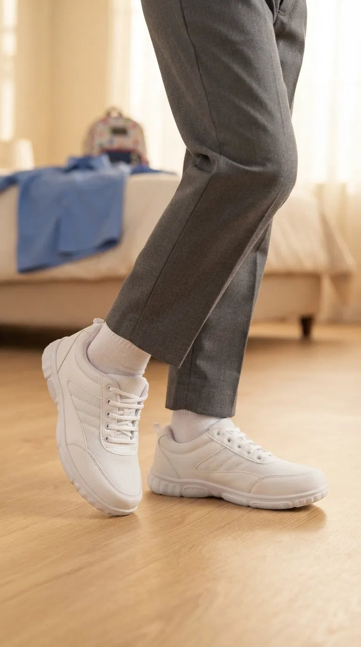 Boys White Sports School Shoes SK1157