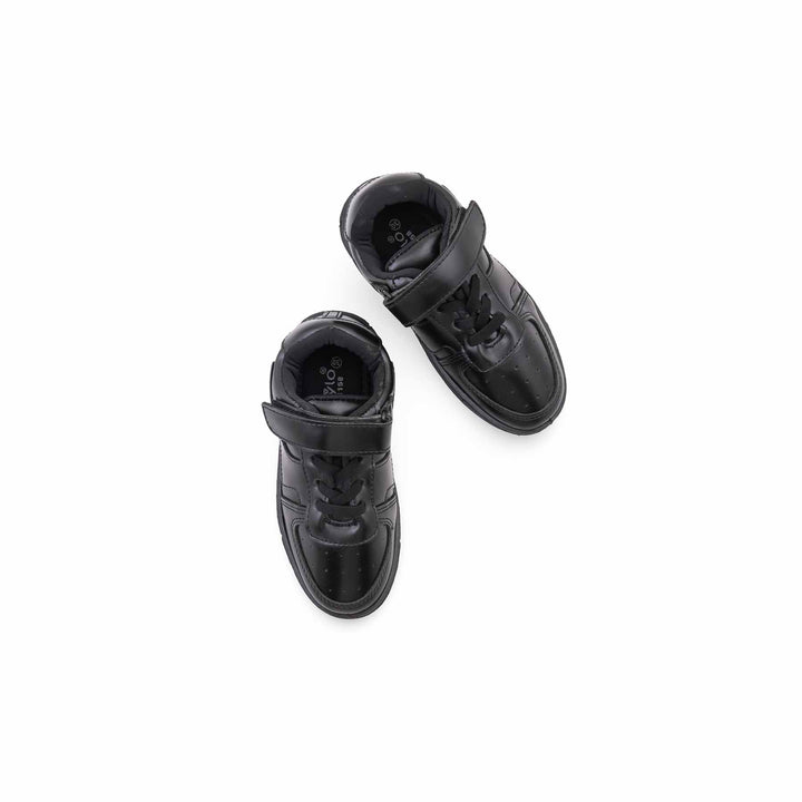 Boys Black Velcro Strap School Shoes SK1158
