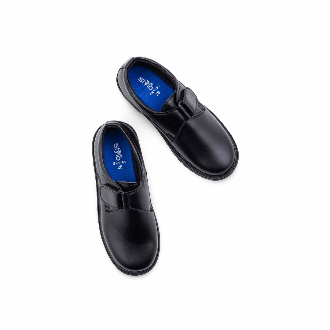 Boys Black Velcro Strap School Shoes SK1161
