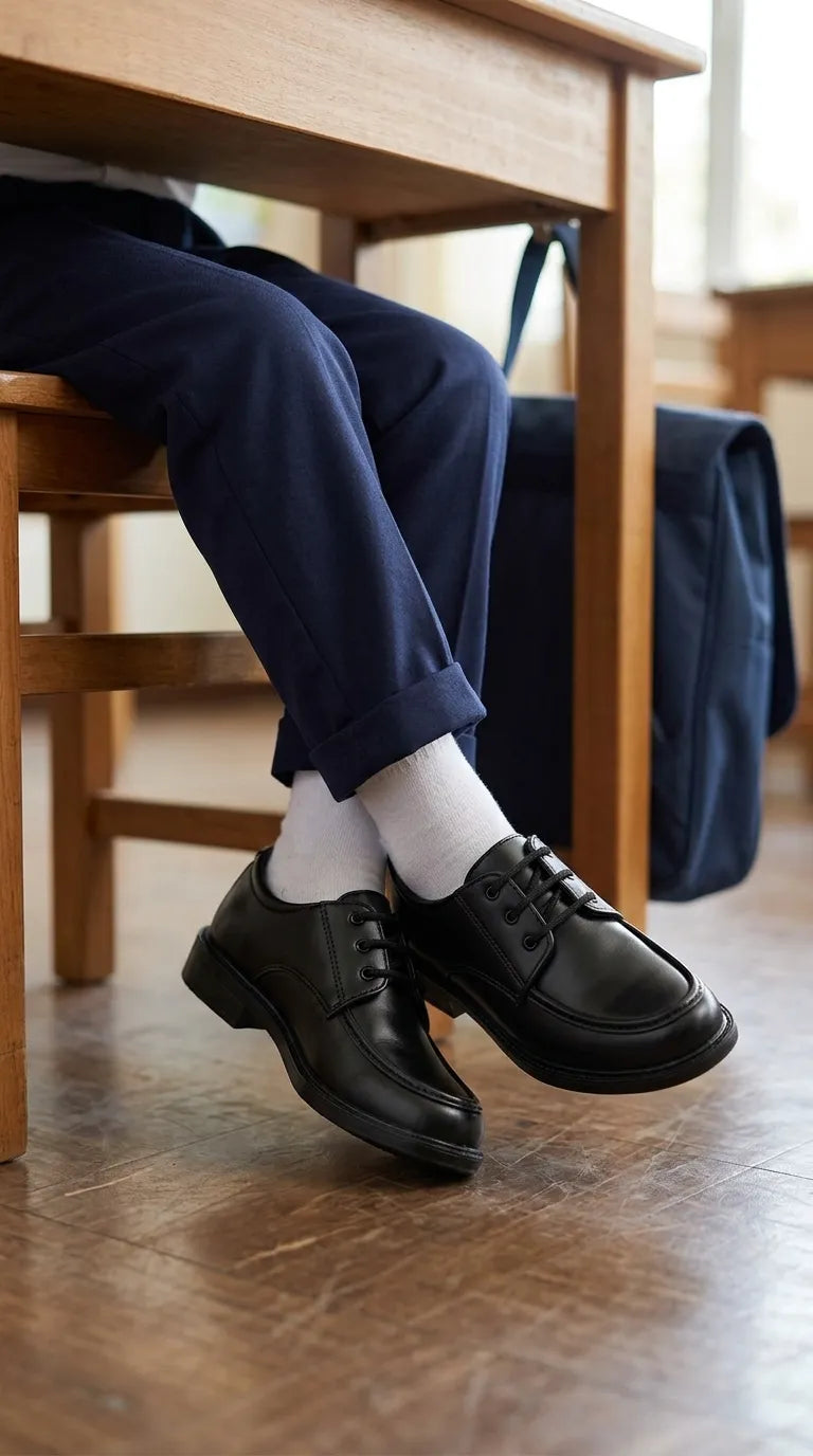 Boys Black Lace Up School Shoes SK1164