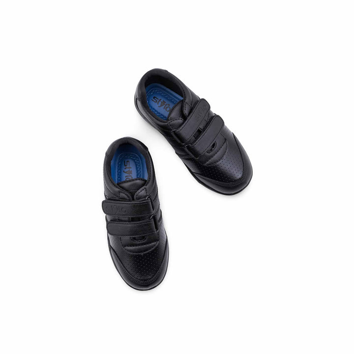 Boys Black Dual Strap School Shoes SK1167