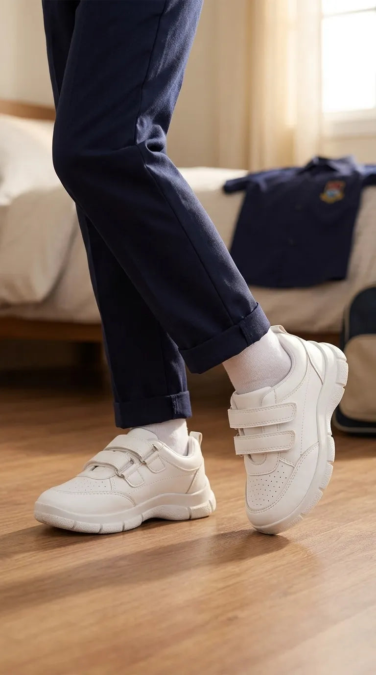 Boys White Sports School Shoes SK1171