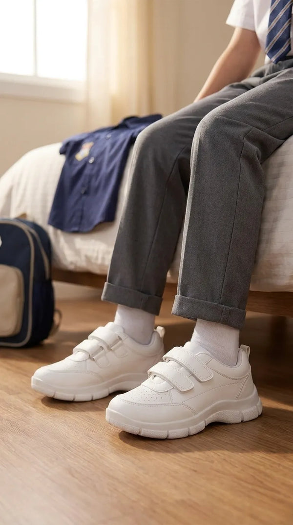 Boys White Sports School Shoes SK1171