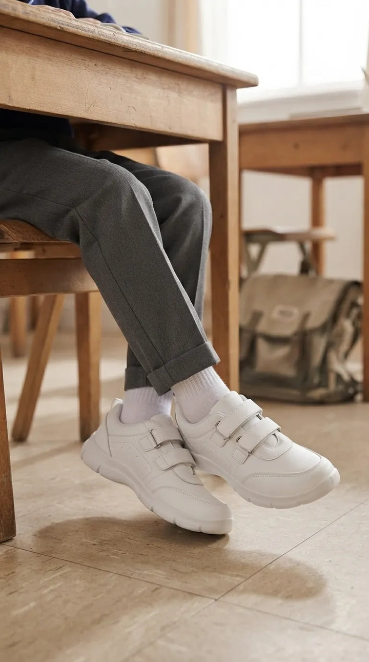 Boys White Sports School Shoes SK1172