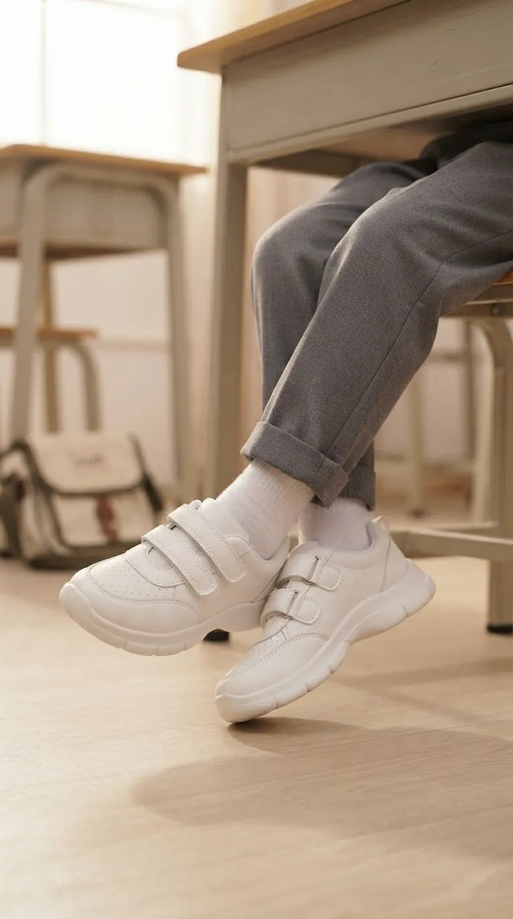 Boys White Sports School Shoes SK1173