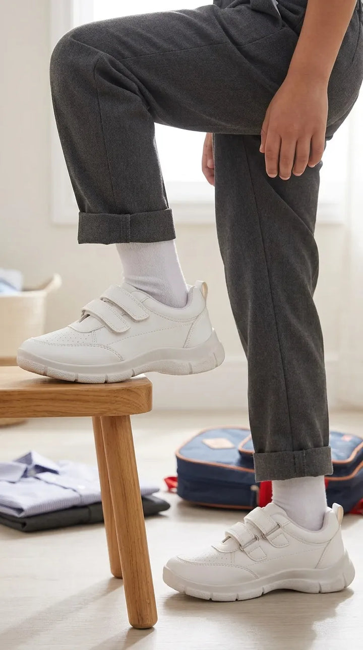 Boys White Sports School Shoes SK1174