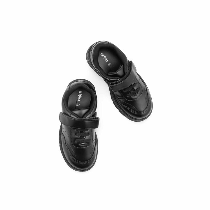 Boys Black Velcro Strap School Shoes SK1175