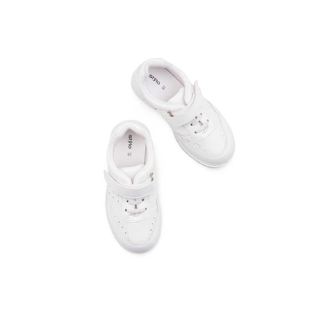 Boys White Sports School Shoes SK1175