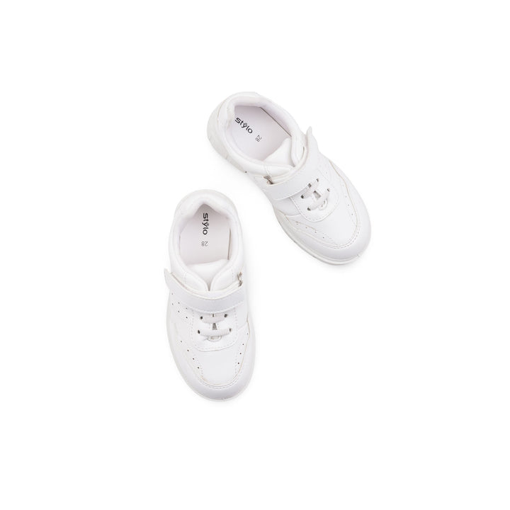 Boys White Sports School Shoes SK1175