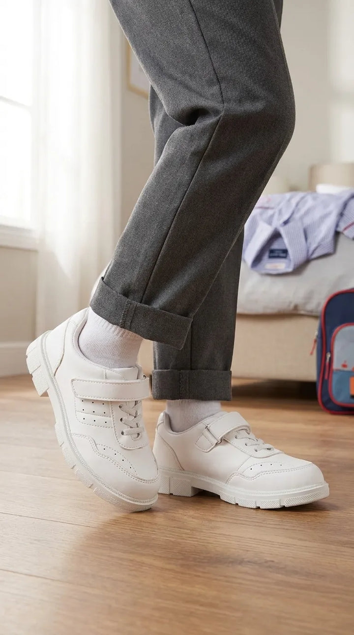 Boys White Sports School Shoes SK1175