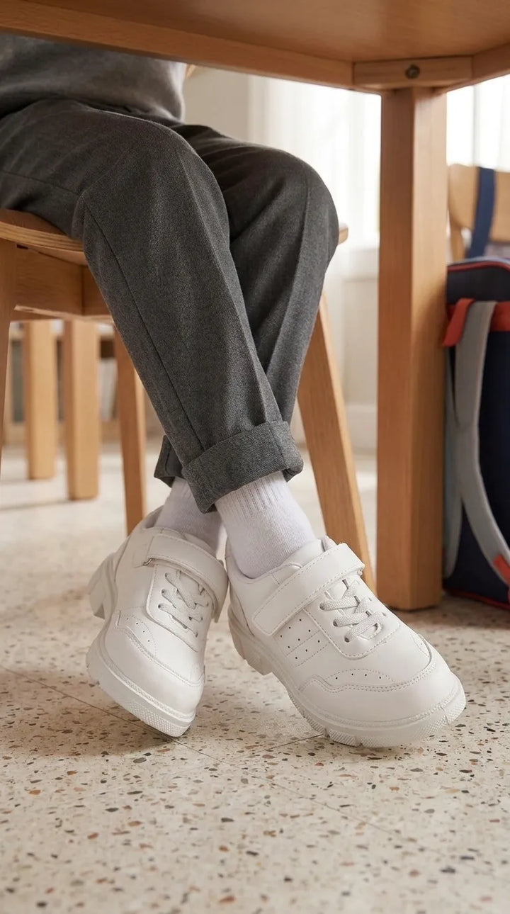 Boys White Sports School Shoes SK1175