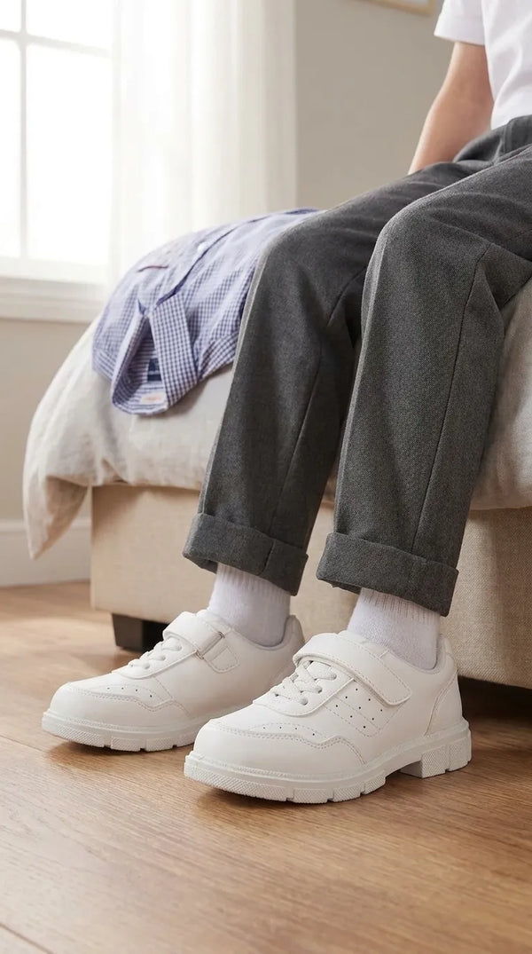 Boys White Sports School Shoes SK1175