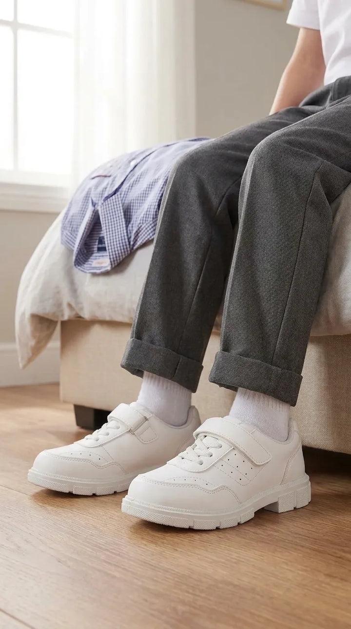 Boys White Sports School Shoes SK1175